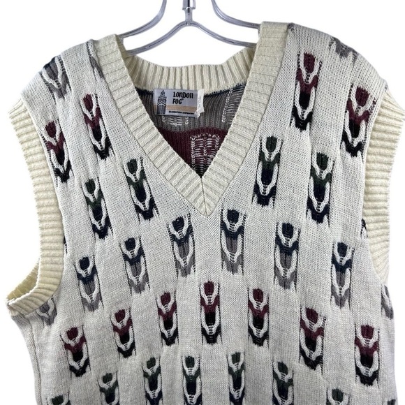London Fog Men's Geometric Alpaca Sweater Vest XLT Multicolor V-Neck - Picture 2 of 11